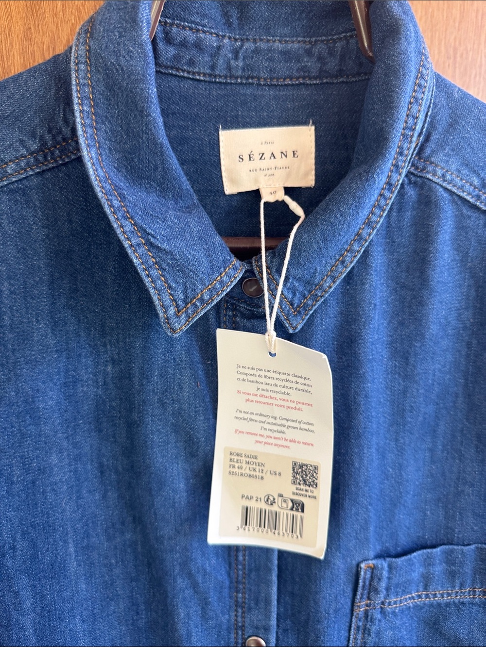 NWT Sezane oversized blue shirt dress - Picture 2 of 3